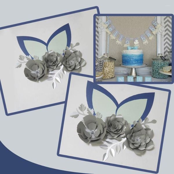 Flores decorativas Cardstock Silver Diy Papel Folhas de orelhas para eventos de casamento Decorações de berçário Vídeo de parede do berçário Deco