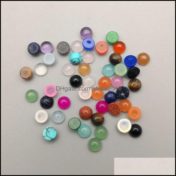 Pietra 4Mm Quarzo piatto posteriore Cabochon cabochon tondi sciolti Chakra Perline per creazione di gioielli Guarigione Cristallo Drop Delivery all'ingrosso Dhawo