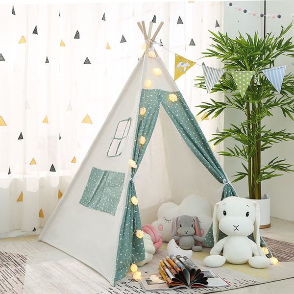 Oyuncak çadırları 1.3m çocuk çadır oyun evi portatif wigwam çocuklar için kapalı bebek Hint Teepee açık kamp çadırları kız prenses kale hediye 230111