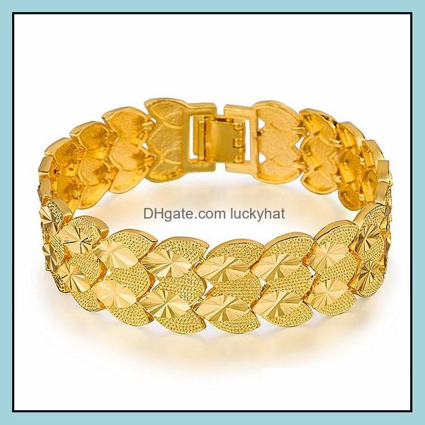 Bangle Fashion Lucky 24K золотой браслет, подходящий для женских ювелирных подарков.