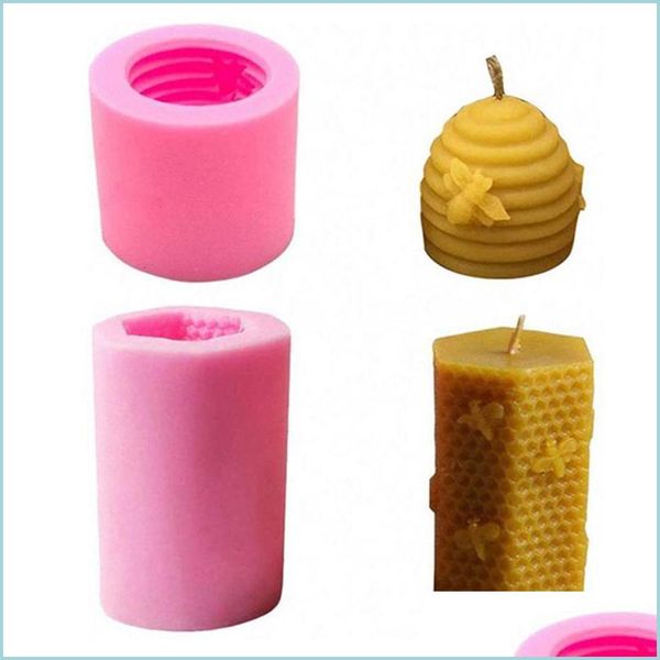 Kuchenwerkzeuge 3D-Bienenform Sile Candle Mod Honeycomb Beehive Form für Kerzenherstellungswerkzeug Handgemachte DIY Handwerk Wachs Bienenstöcke Form Drop Delive Dhypd