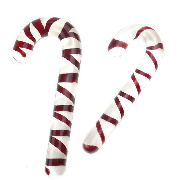 Analspielzeug Kristallglasdildos Red Candy Cane Pleasure Wand Masturbator Realistischer Dildo Penis Großer Gspot Butt Plug Erwachsener Sex 230113