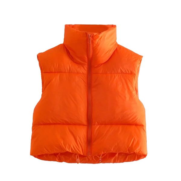 Nuove donne all'ingrosso inverno gilet corto solido caldo senza maniche giacca più spessa top femminile imbottito in cotone capispalla casual sfuso 8404