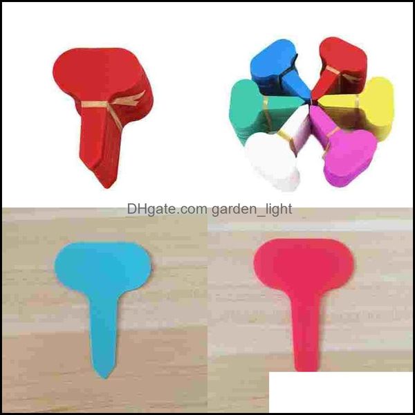 Altre forniture da giardino Marcatori per etichette per piante da prato per patio Tipo T Fiore Vivaio Etichette in plastica impermeabile Colore del suolo Mix 0 04Cx Drop Delive Dhh7X