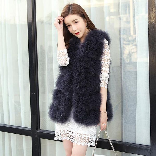 CORES DE FUEX FULHO FUEX 2023 Autumn Winter Women Fashion Avestruz Feather Colets Patchwork