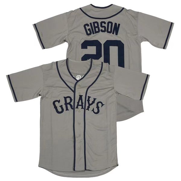 Camisa masculina # 20 Josh Gibson Homestead Grays Negro da Liga Nacional de Beisebol Ed Gray