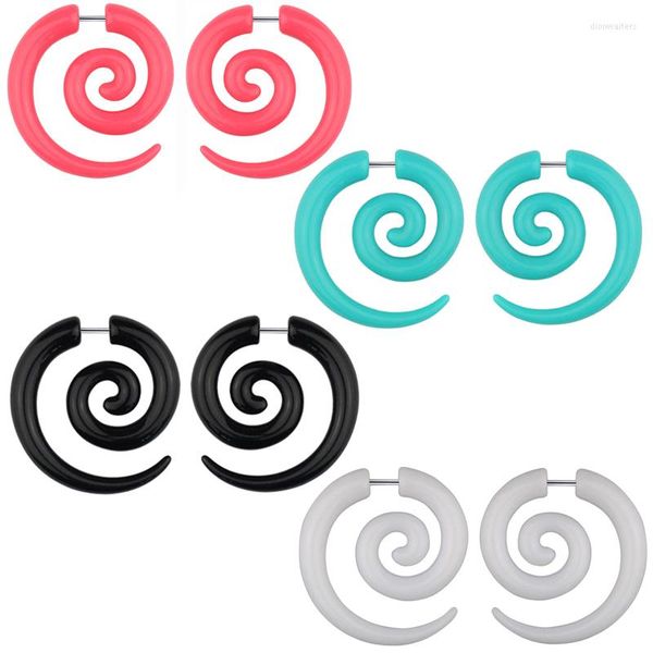 Saplama küpeler 2pcs Akrilik sahte dolandırıcı sedye fişleri tünel sahte kulak konik ölçerler spiral piercing genişletici gövde mücevher 16g