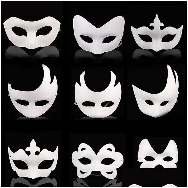 Partymasken Weißes unlackiertes Gesicht Plain / Blankopapier PP-Maske DIY Tanzen Weihnachten Halloween Maskerade ZA4617 Drop Lieferung Home Gard Dhltf