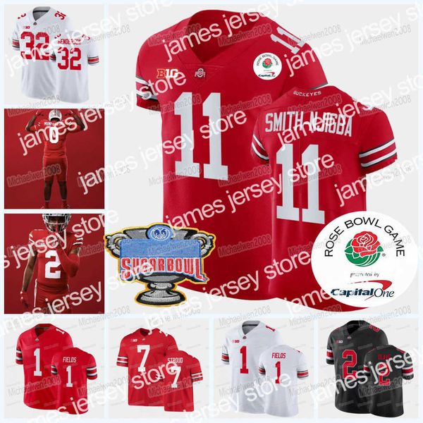 Американский колледж футбол Custom Ohio State Buckeyes Football Jersey 2022 Rose Bowl NCAA Jaxon Smith-Njigba Treveyon Henderson Jameson Williams Chase Young J