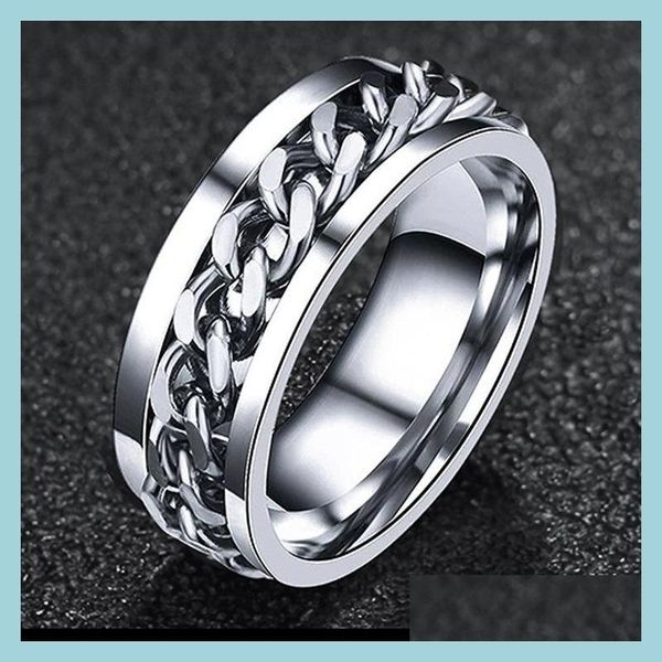 Cluster Ringe Titanium Stahlpaar f￼r Frauen M￤nner Pers￶nlichkeit HipHop Kette Rotation Ring Mode Schmuck Valentinstag Geschenk Drop de Dhlbd