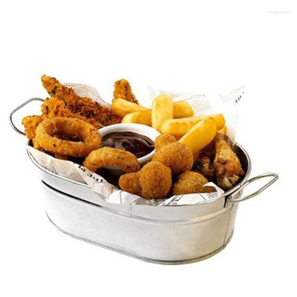 Set di stoviglie Cestino per il pane Piatto veloce Ciotola Patatine fritte Vassoio Western Buffet Secchio Piatti Stoviglie Strumento barra ovale 1 pz