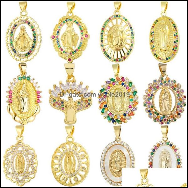 Charms Juya 18k Real Gold Plated Handmade God Saint Virgin Maria para DIY Christian Rosary Talisman Jóias Fazendo Deld Deli OTRV7