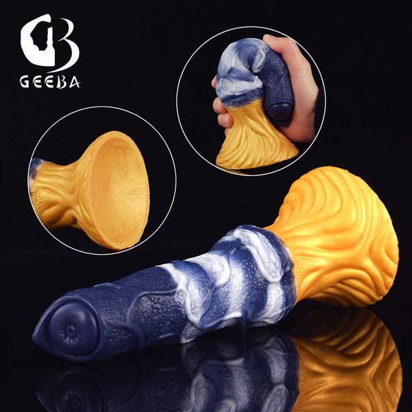 Itens de beleza geeba cianbeast grande vibrador macio copo realista copo de pênis lésbico strapon faloimitator dick vibrós de silício para mulheres brinquedos sexy