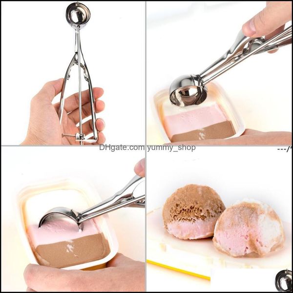 Cucchiai NewsCucchiaio per gelato in acciaio inossidabile Anguria Patate Frutta Melone Frozen Yogurt Biscotto Pasta Schiacciapatate Manico Attrezzo da cucina R Otv4P