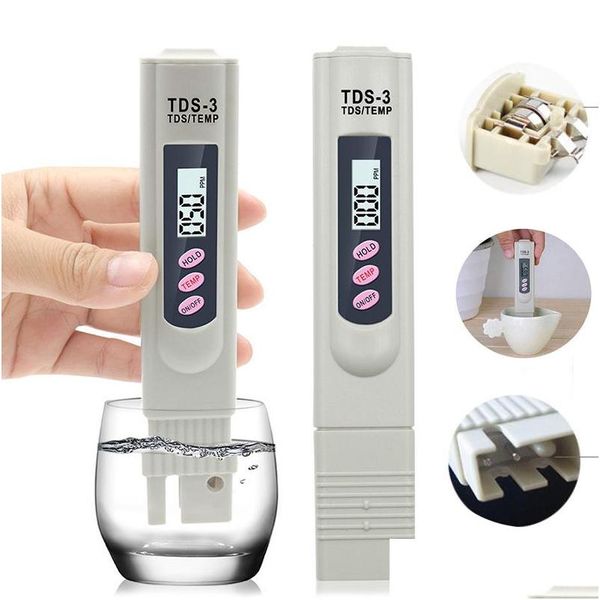 PH METERS DIGITAL TDS METER MONITOR TEMP PPM Tester Pen LCD Stick Water Purity Monitores Mini Filtro Hidrop￴nico Testadores TDS3 6 COLROS DHHD9