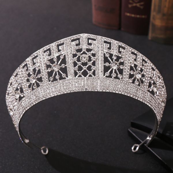 Hochzeit Haarschmuck Barock Silber Farbe Kristall Königin Große Krone Braut Tiara Frauen Schönheitswettbewerb Diadem Zubehör 230112