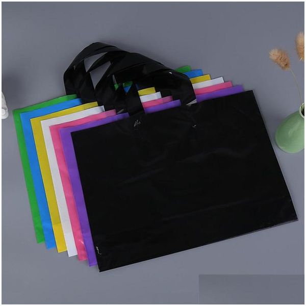 Confezione regalo Logo personalizzato stampato Imballaggio in plastica Borse da negozio con manico Borsa personalizzata per indumenti / abbigliamento / confezione regalo Lz0773 Drop Deliv Dh25I