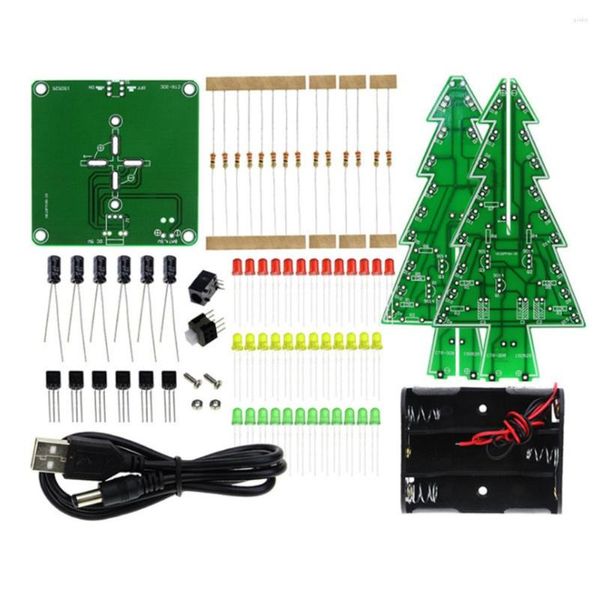 Decorazioni natalizie 3D fai da te 7 colori / 3 colori Light Flash LED Circuit Trees Kit colorato