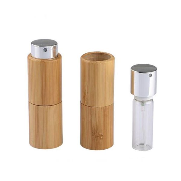 Packflaschen 50pcs 10 ml leerer Bambus pro Flasche DIY Glass -Duftspray Tragbarer Röhrchen Schnelles SN2631 DROP SERLECHUNG OFFICE BOIN DHWCO