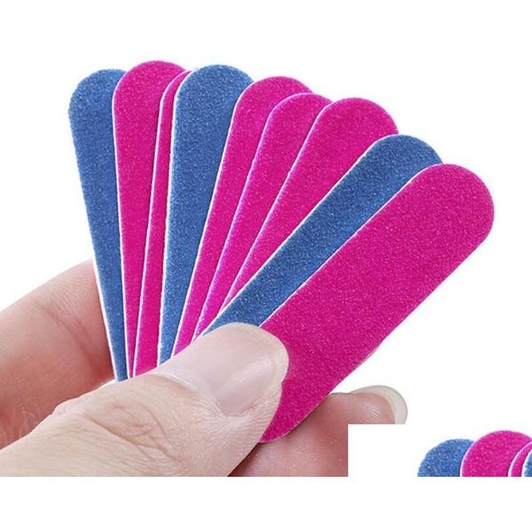 Arquivos de unhas azul e rosa cor O preço mais baixo da cor dupla de madeira mini lixamento de manicure dispensável 180/240 para limão dh205