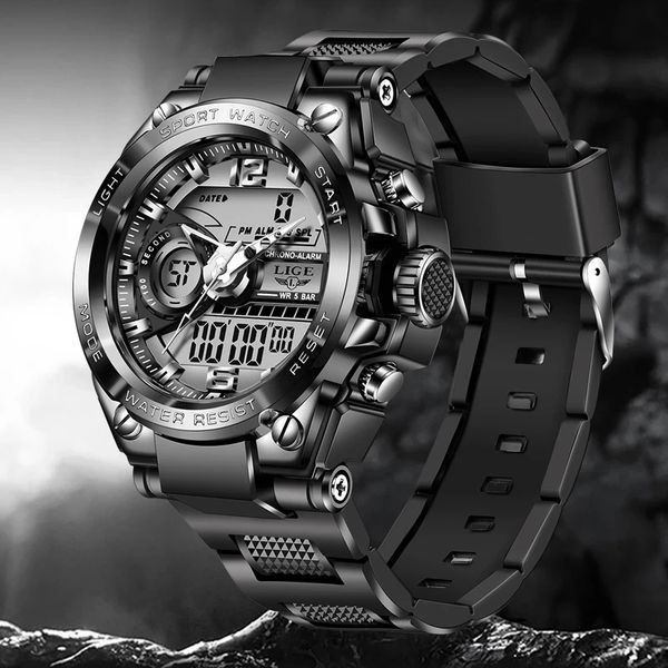 Нарученные часы Lige Men Men Anity Watch Top Brand 50 м В водонепроницаемых наручных часах.