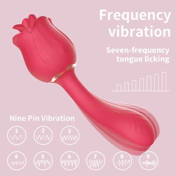 Schönheitsartikel Rose Massagegerät Klitoris lecken Vibratoren Spielzeug mit vibrierendem Zauberstab Zunge Analstimulator Brustwarze