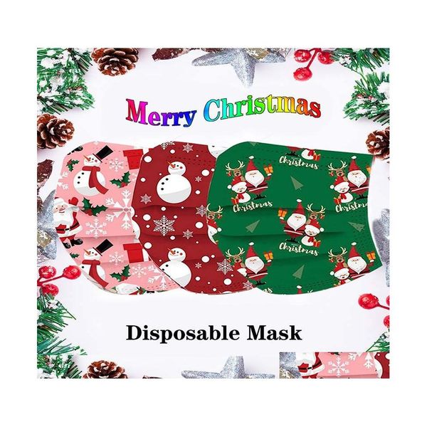 Andere Home Garden Benutzerdefinierte Weihnachten Gedruckt Einweg-Gesichtsmaske Niedliche Cartoon-Farbe Eltern-Kind-Familie Schutzmasken Drop Deliver DH7PC