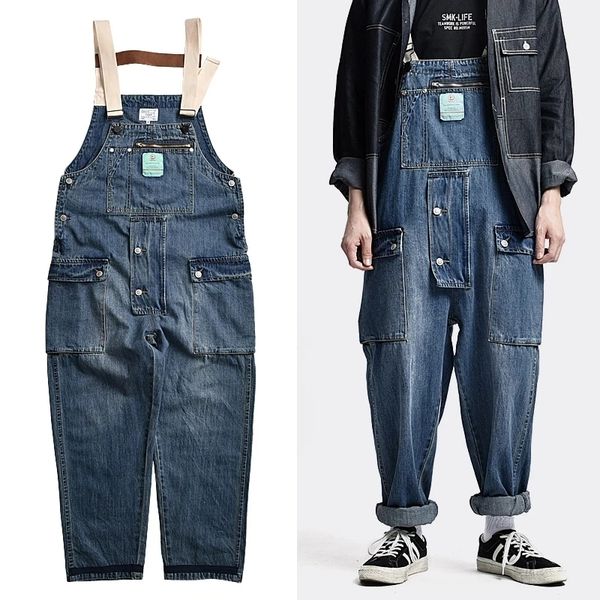 Мужские джинсы мужская одежда огорченная синяя джинсовая комбинезон рабочие брюки Старая школа легкая шика