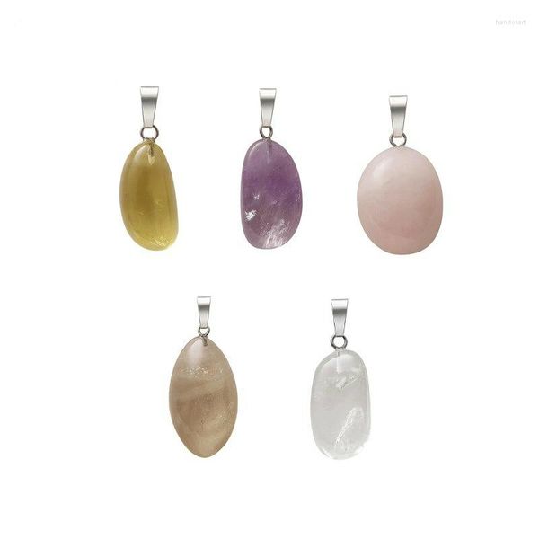 Anhänger Halsketten Einzigartige unregelmäßige natürliche Edelstein Stein klarer Kristall gelb rosa Quarz Tigerauge Charms DIY Fit Halskette für Schmuckherstellung