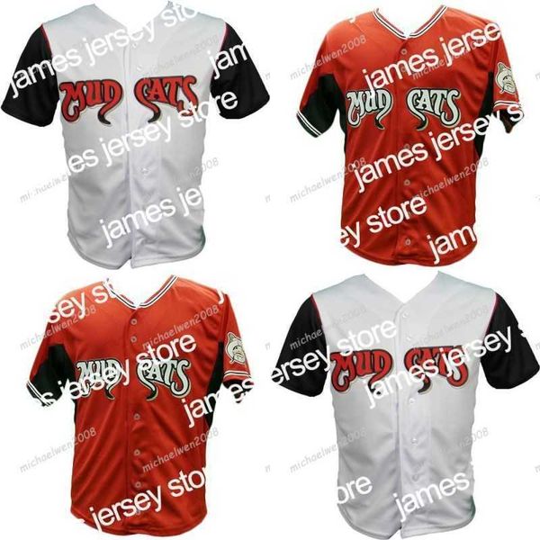 Maglie College Baseball Wears Baseball Mens Carolina Mudcats Arancione Bianco Camicie personalizzate con doppia cucitura Maglie da baseball Alta qualità