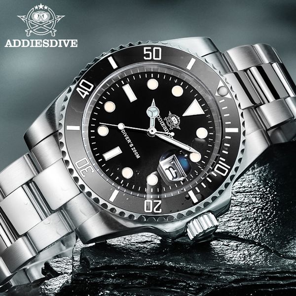 Avanadores de pulso AddiesDive Mens Luxurz Quartz Relógio 200m Diver Watches 41mm Calendar Calendar de 41 mm