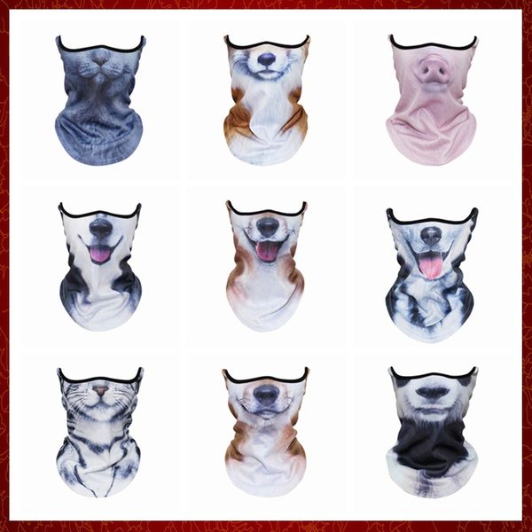 MZZ85 3D-Tier-Halsmanschette, atmungsaktiv, winddicht, Motorrad-Sturmhaube, halbe Gesichtsmaske, Abdeckung, Radfahren, Halloween, Snowboard, Fuchs, Katze, Hund