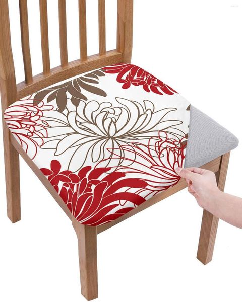 Chaves cobre a cadeira vermelha floral vermelho de elasticidade de crisânteidade Cover de escritório protetor de assento de assento de estojo caseiro de cozinha sala de jantar escorregadia