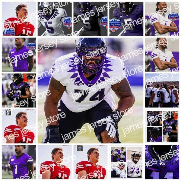 Fußballtrikots Benutzerdefiniertes TCU Horned Frogs Fußballtrikot 5 LaDainian Tomlinson 7 Kenny Hill 30 Garret Wallow 94 Corey Bethley genäht