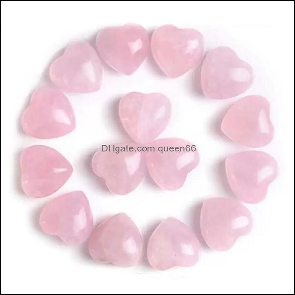 Pedra 15X10Mm Amor Natural Enfeites de Coração Artesanato Chakra Reiki Cura Quartzo Mineral Pedras Preciosas Caídas Mão Decoração para Casa Drop Delivery Dhyqt