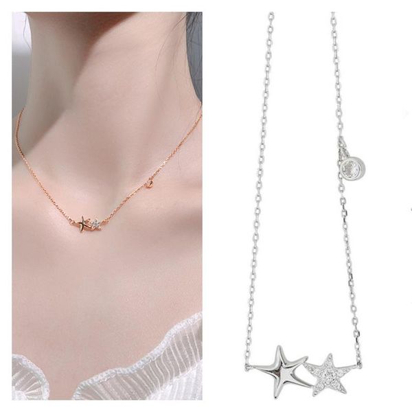 Collane con ciondolo Collana di stelle marine di cristallo di alta qualità per ragazza Accessori girocollo Donne alla moda placcate in argento Clavicola femminile