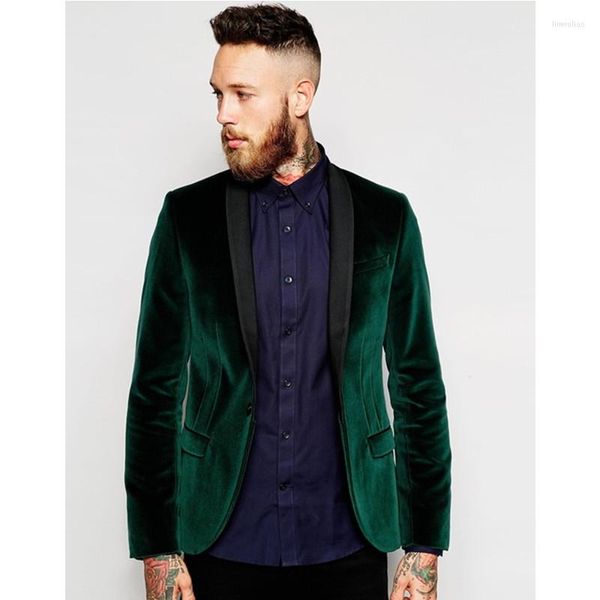 Abiti da uomo Arrivo Groomsmen Smoking dello sposo Velluto Cappotto verde scuro (giacca pantaloni) Uomo Festa di nozze Prom Abbigliamento uomo 2023