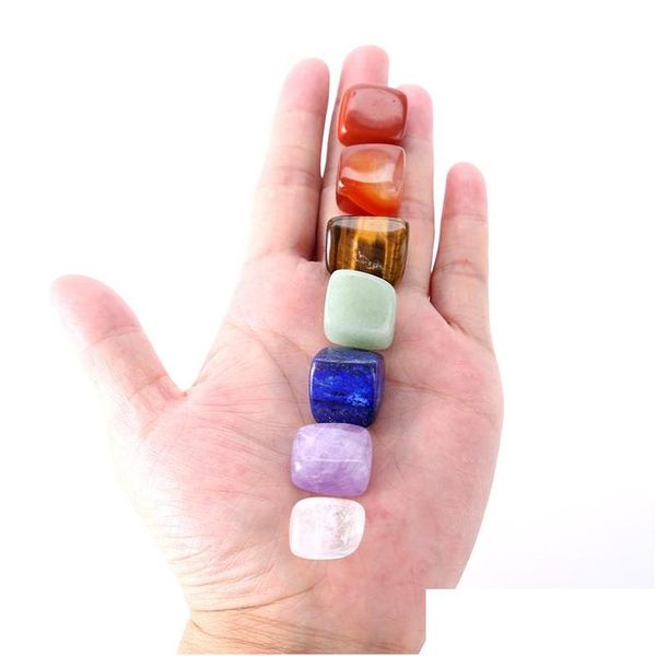 Kunsthandwerk Natural Crystal Chakra Stone 7pcs Naturals Stones Palm Reiki Heilungskristalle Edelstein Yoga Energy Drop Delivery Ho DHZTS