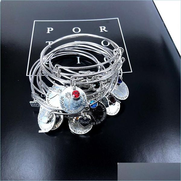 Pulseiras de charme pulseira de aço ajustável Pulseira de fio melhor amigo presente birthstone Wish Love Charms Bracelet for Women Drop Delivery j dhjbx