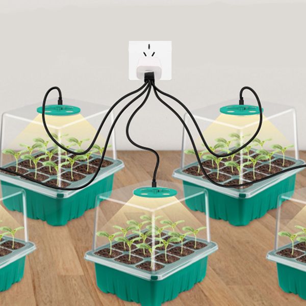 Weitere Gartenbedarfsartikel: Vollspektrum-LED-Wachstumslicht mit Sämlingsschale, Pflanzensamen-Starter, Gewächshaus, Wachstumslöcher, 12 Zellen pro 230113