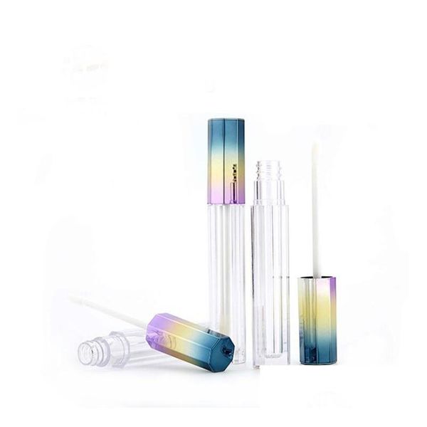 Verpackungsflaschen 5 ml Elegante leere achteckige 3 Farbverlauf Lip Gloss Tube Lipgloss Kosmetikbehälter Flüssiger Lippenstift Lagerung Bott Dhbeq