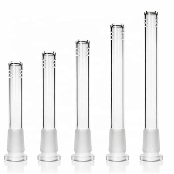 Glas-Downstem-Diffusor mit 6 Schnitten für Shisha-Rohre, bündig oben, 14 mm, 18 mm weiblicher Reduzieradapter, Lo Pro, diffuser Down-Stem für Glasbecher-Bong-Wasserpfeifen