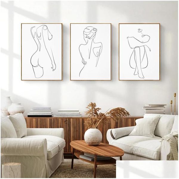 Resimler kadın tek satır ding sanat tuval resim soyut kadın çıplak figür poster vücut minimalist baskı ev dekor Dro dhaw1