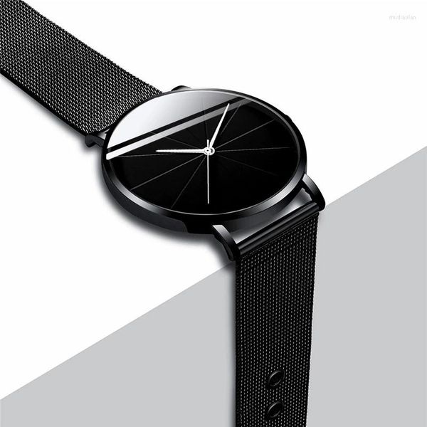 Relógios de pulso Luxo de aço inoxidável de luxo Relógio de moda Slim Relogio Masculio Mens Watches