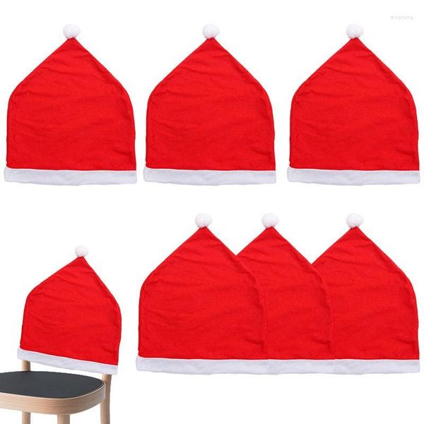 Decorações de Natal Chaves Chaves 6 peças Papai Noel Hat Slipcovers Classic Red Back Back for Restaurant Holiday