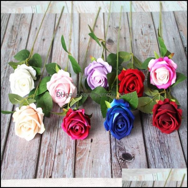 Dekorative Blumen Kränze Rose Rosa Seide Pfingstrose Künstlicher Blumenstrauß Einzelne große Kopfknospe Fake Craft Home Hochzeitsdekoration Innen R Ot8Au
