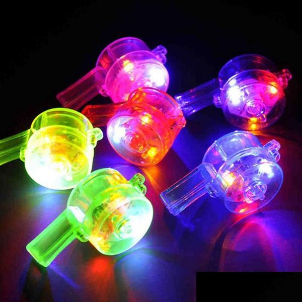 Noise Maker 6X3Cm Mti Colore Led Lampeggiante Fischio Lampeggiante Bar Luce Giocattoli per bambini Per Bomboniere Veloce F743 Consegna a goccia Giardino domestico F Dhf5E