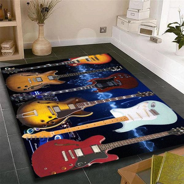 Carpets Música é a voz do tapete impresso para guitarra para a sala para tapetes de sala de estar acampando tapetes de piquenique anti-slip e-sports tapets yoga tapete