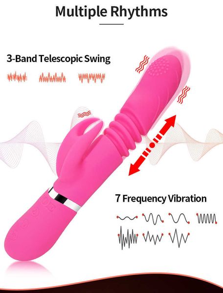 Beauty Items G-Punkt-Vibrator, 7-Gang-USB-wiederaufladbarer Vibrationsdildo für Damen, 3-fach dehnbar, Stimulation der weiblichen Klitoris, Massage für Erwachsene, sexy Spielzeug