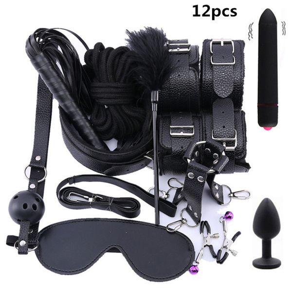 Bondage Erwachsene Produkte Sex Games Set BDSM Leder Spielzeug Kits Handschellen Spielzeug Anal Plug Tail Frauen Exotisches Accessoires 230113